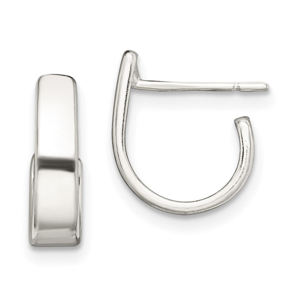 Sterling Silver Fancy J-Hoop Earrings, 12 x 4 mm