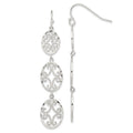 Sterling Silver Polished Diamond-cut Filigree Triple Oval Dangle Earrings, 61 x 12 mm