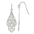 Sterling Silver Polished & Diamond-cut Fancy Filigree Dangle Earrings, 46 x 15 mm