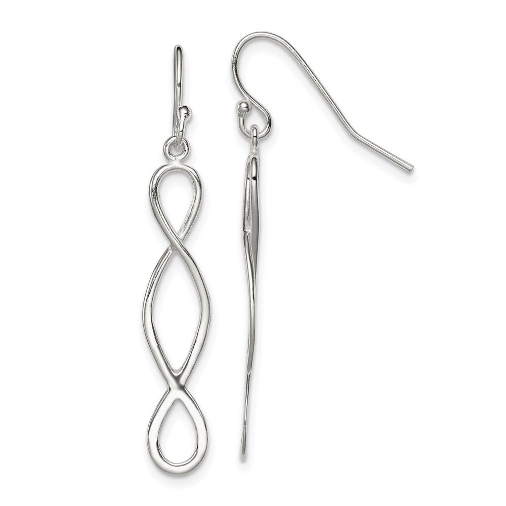 Sterling Silver Polished Twist Design Dangle Earrings, 40 x 7 mm
