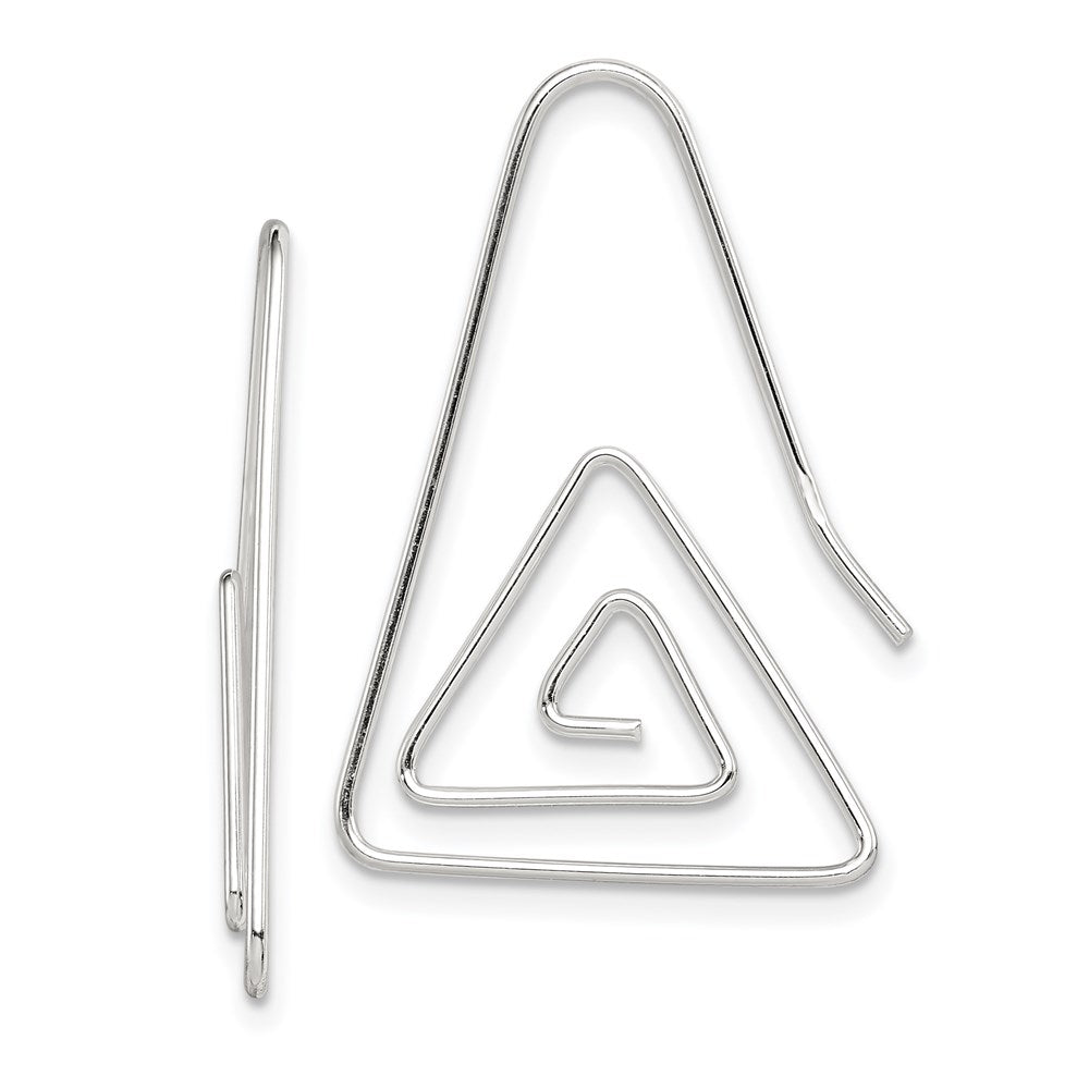 Sterling Silver Rhodium-plated Hook Triangle Earrings, 29 x 20 mm