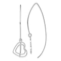 Sterling Silver Rhodium-plated Heart Threader Earrings, 53 x 15 mm
