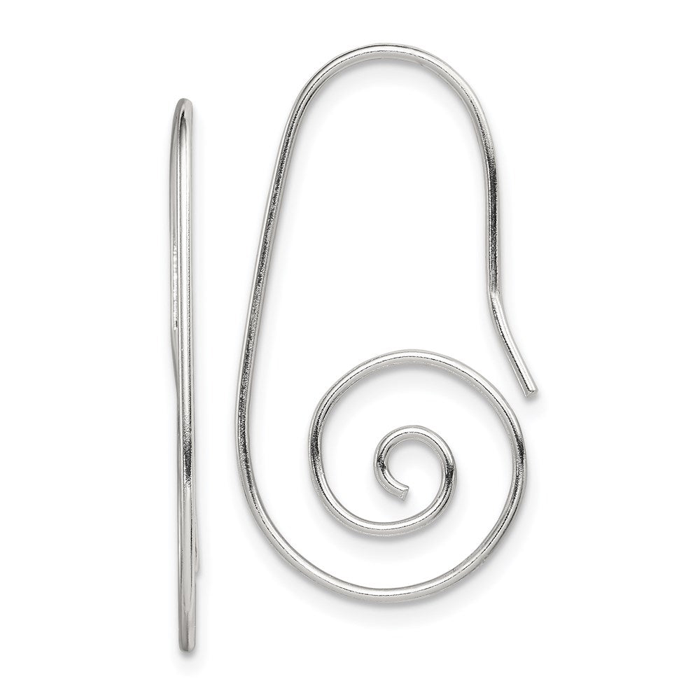 Sterling Silver Rhodium-plated Hook Swirl Earrings, 31 x 16 mm