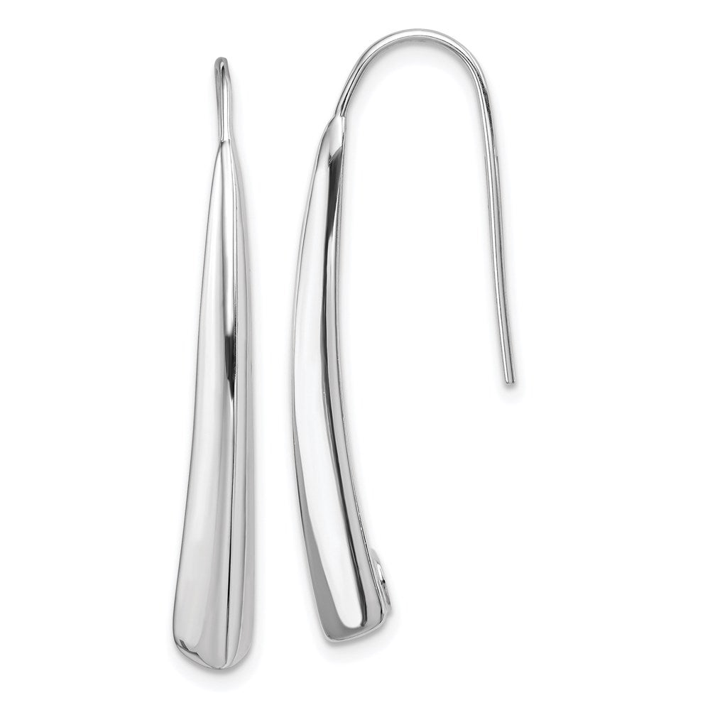Sterling Silver Polished Rhodium Plated Fancy Bar Thread Earrings, 37 x 5 mm