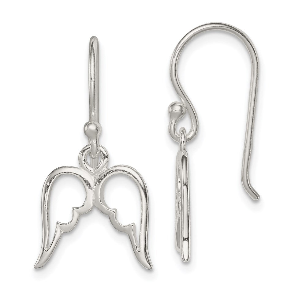 Sterling Silver Polished Wings Dangle Earrings, 22 x 13 mm