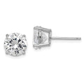 Sterling Silver Rhodium-plated Polished Round 8mm CZ Stud Earrings, 8 x 8 mm
