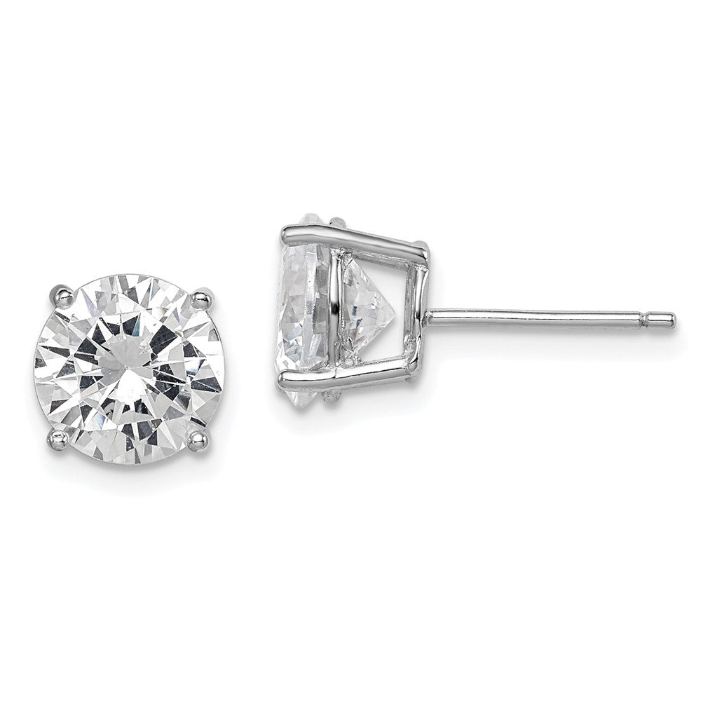Sterling Silver Rhodium-plated Polished Round 8mm CZ Stud Earrings, 8 x 8 mm