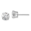 Sterling Silver Rhodium-plated Polished Round 7mm CZ Stud Earrings, 7 x 7 mm