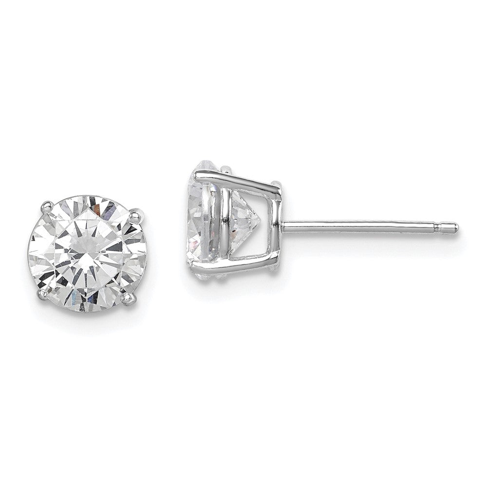 Sterling Silver Rhodium-plated Polished Round 7mm CZ Stud Earrings, 7 x 7 mm
