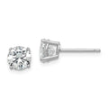 Sterling Silver Rhodium-plated Polished Round 6mm CZ Stud Earrings, 6 x 6 mm