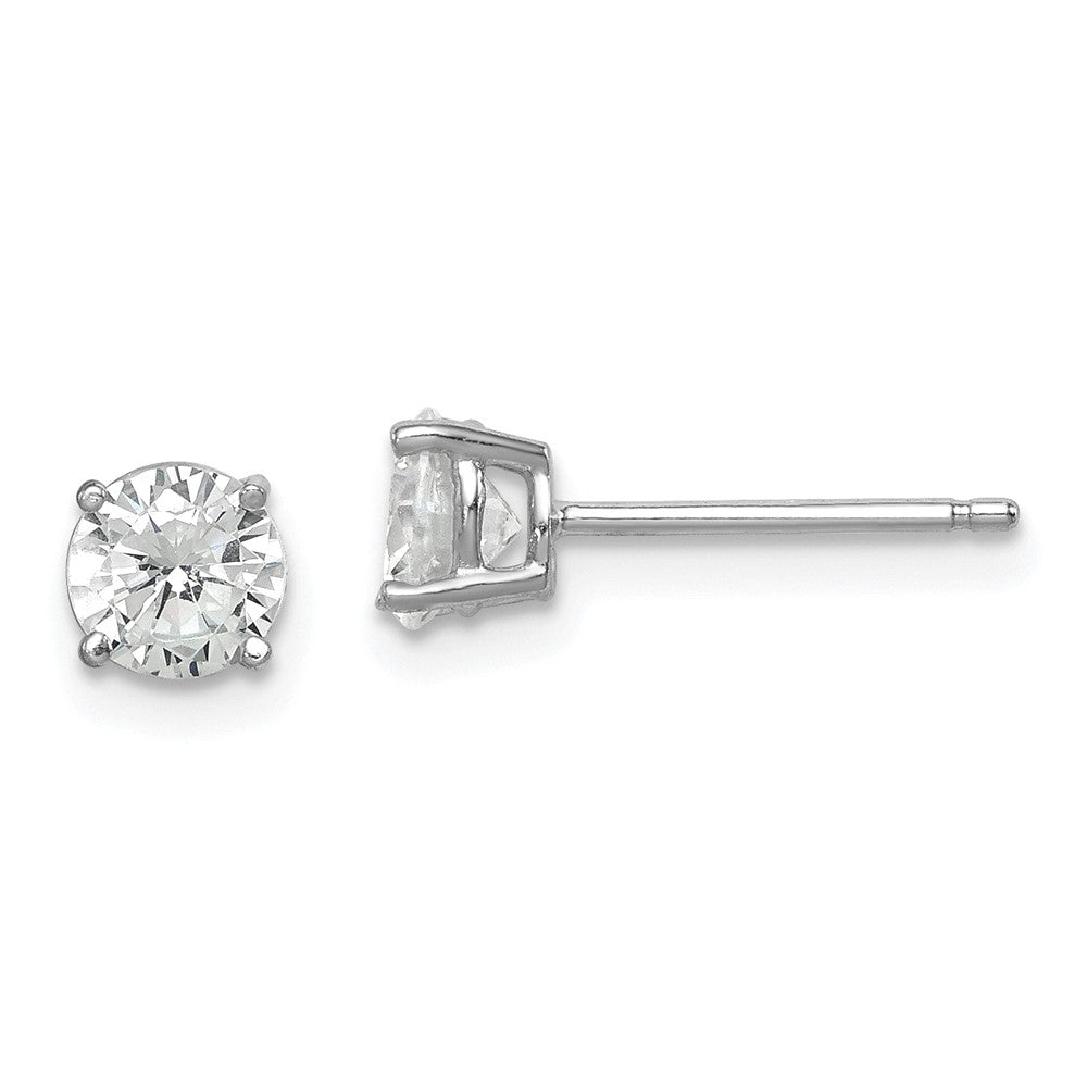 Sterling Silver Rhodium-plated Polished Round 5mm CZ Stud Earrings, 5 x 5 mm
