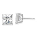 Sterling Silver Rhodium-plated Polished Square 8mm CZ Stud Earrings, 8 x 8 mm