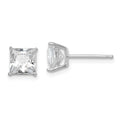 Sterling Silver Rhodium-plated Polished Square 6mm CZ Stud Earrings, 6 x 6 mm
