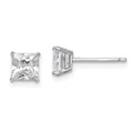 Sterling Silver Rhodium-plated Polished Square 5mm CZ Stud Earrings, 5 x 5 mm