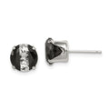 Sterling Silver Black & White 8mm Round CZ Snap-in Set Stud Earrings, 8 x 8 mm