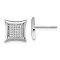 Sterling Silver Rhodium-plated Polished Pav‚ CZ Square Post Earrings, 10 x 10 mm