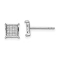 Sterling Silver Rhodium-plated Polished Pav‚ CZ Square Post Earrings, 8 x 8 mm
