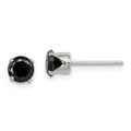 Sterling Silver Polished Black 5mm Round CZ Snap-in Set Stud Earrings, 5 x 5 mm