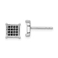 Sterling Silver Rhodium-plated Black Pav‚ CZ Square Post Earrings, 7 x 7 mm