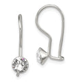 Sterling Silver Polished Stellux Crystal Dangle Earrings, 17 x 6 mm
