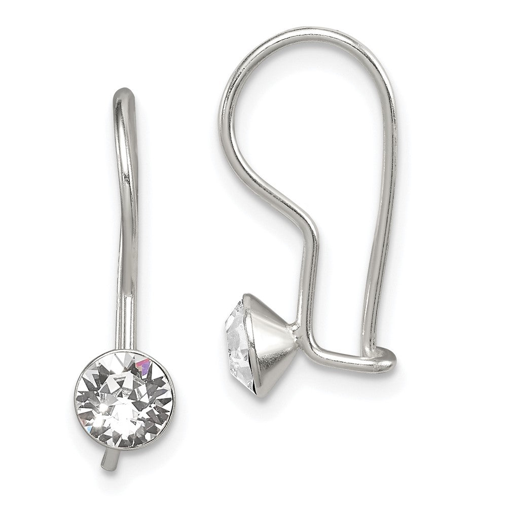 Sterling Silver Polished Stellux Crystal Dangle Earrings, 17 x 6 mm