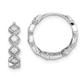 Sterling Silver Rhodium-plated CZ Hinged Hoop Earrings, 16 x 16 mm