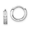 Sterling Silver Rhodium-plated CZ Hinged Hoop Earrings, 10 x 12 mm, 1.68 g