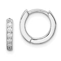 Sterling Silver Rhodium-plated CZ Hinged Hoop Earrings, 11 x 13 mm