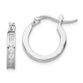 Sterling Silver Rhodium-plated CZ Hoop Earrings, 15 x 14 mm