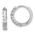 Sterling Silver Rhodium-plated CZ Hinged Earrings, 15 x 15 mm