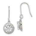 Sterling Silver Rhodium-plated Polished Round CZ Halo Dangle Earrings, 24 x 11 mm