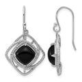 Sterling Silver Rhodium-plated Polished & Twisted Onyx Dangle Earrings, 32 x 18 mm