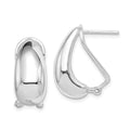 Sterling Silver Polished Omega Back J-Hoop Earrings, 25 x 12 mm