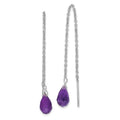 Sterling Silver Rhodium-plated Amethyst Bead Dangle Earrings, 0.66 ct, 56 x 6 mm