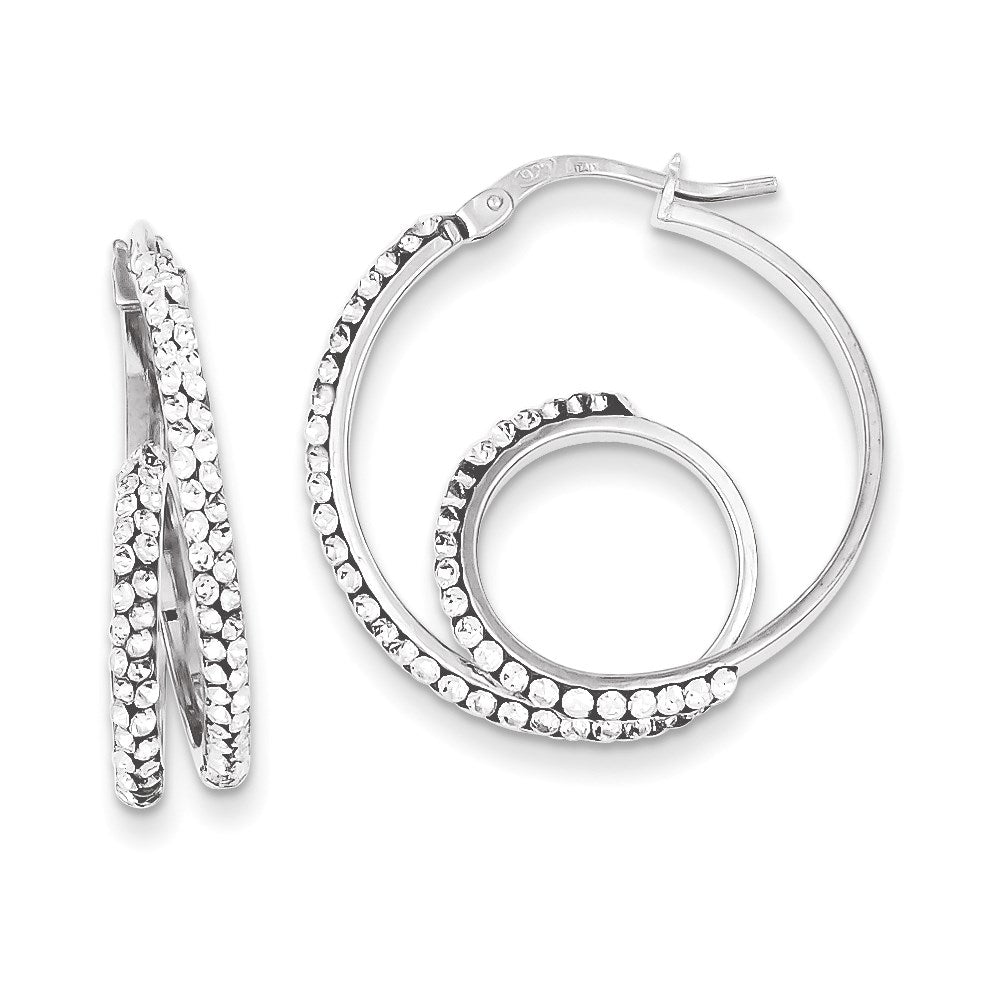 Sterling Silver Stellux Crystal Twisted Hoop Earrings, 26 x 26 mm