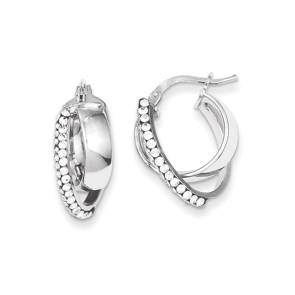 Sterling Silver Stellux Crystal Hoop Earrings, 20 x 16 mm