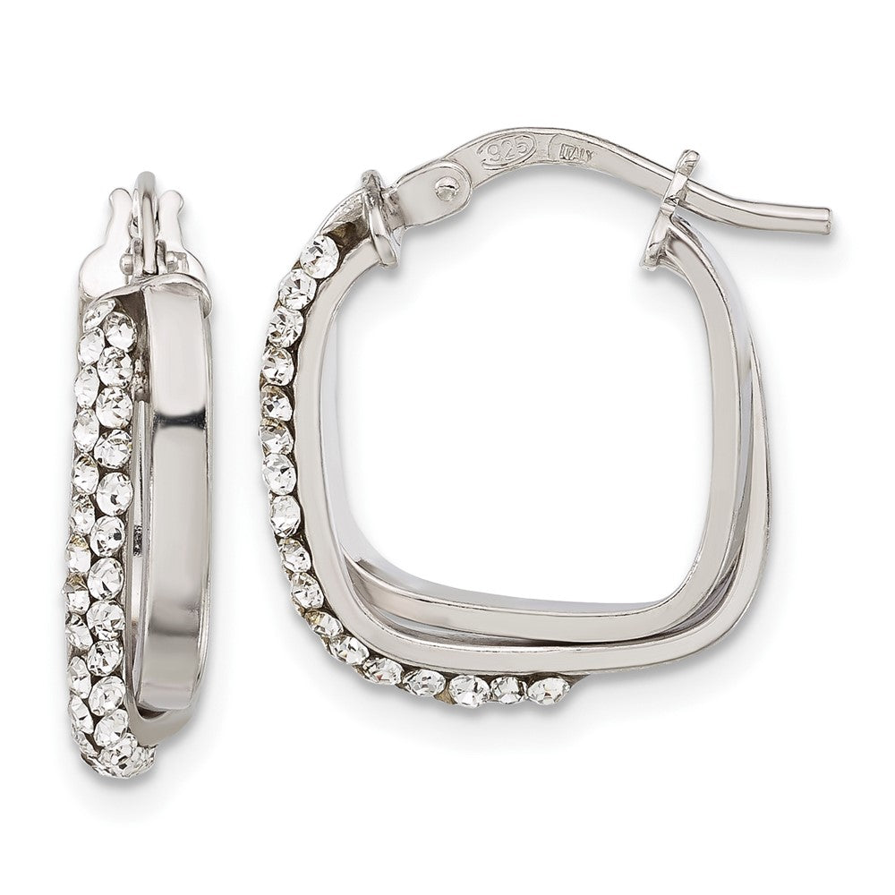 Sterling Silver Stellux Crystal Square Hoop Earrings, 19 x 17 mm
