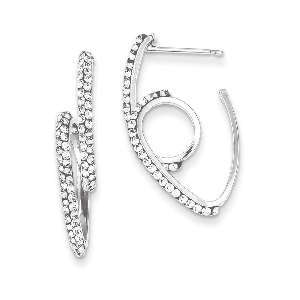Sterling Silver Stellux Crystal Dangle Post Earrings, 27 x 18 mm
