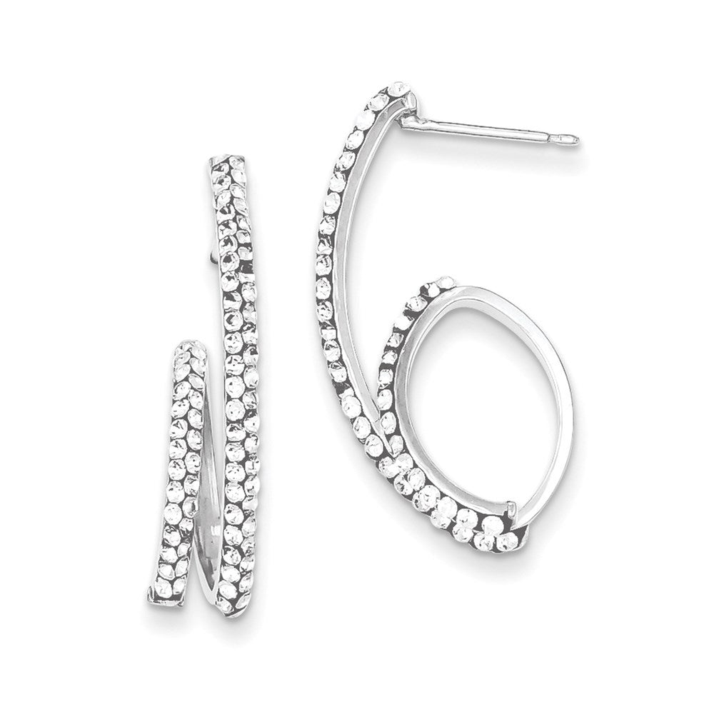 Sterling Silver Stellux Crystal Dangle Post Earrings, 29 x 17 mm