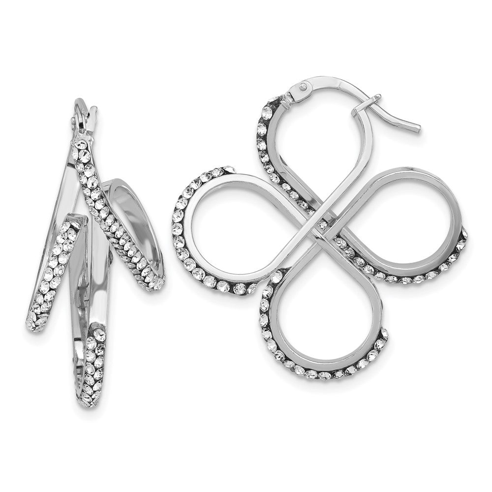 Sterling Silver Polished Stellux Crystal 4-Loop Dangle Earrings, 30 x 30.5 mm