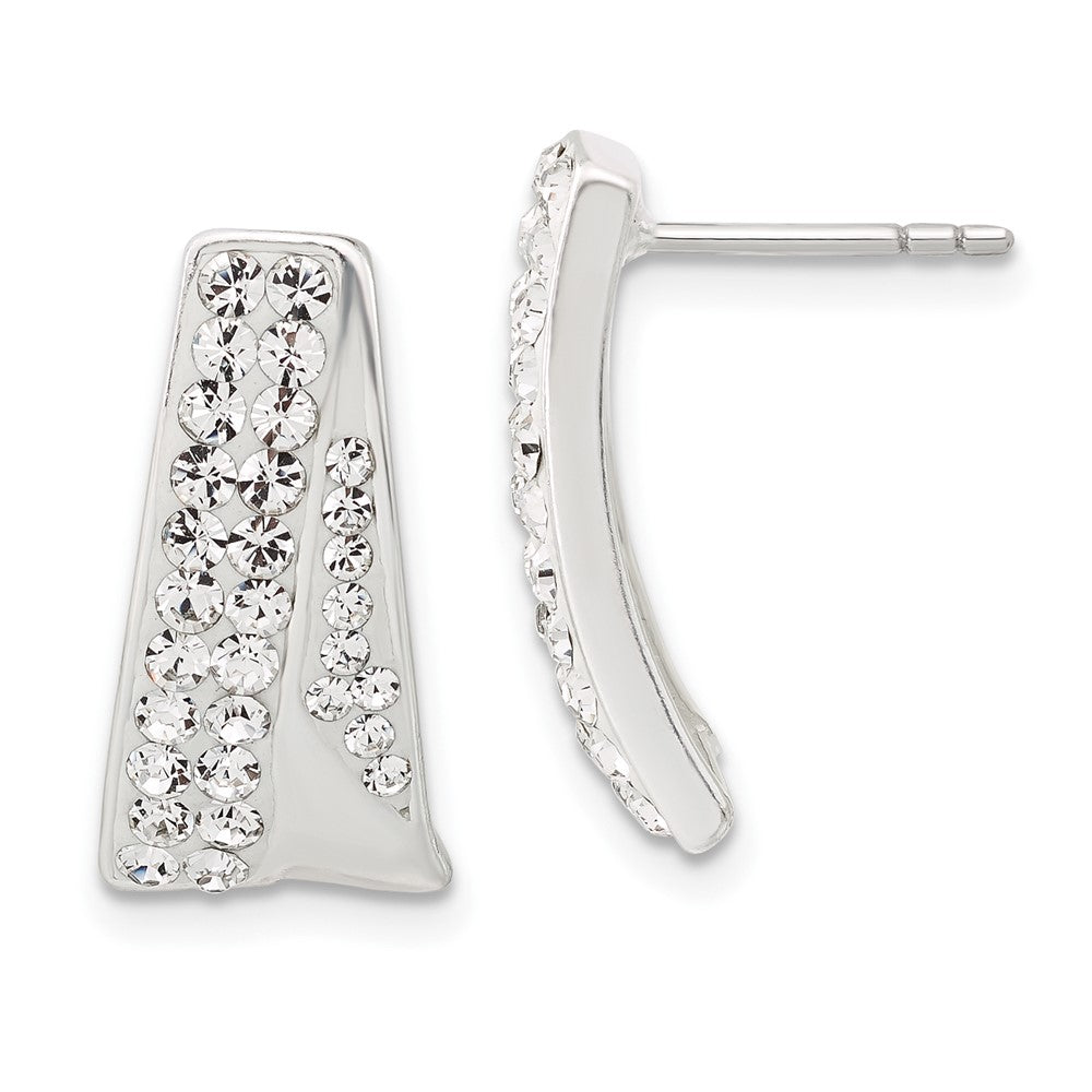 Sterling Silver Stellux Crystal Post Dangle Earrings, 20 x 10 mm