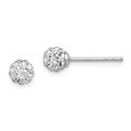 Sterling Silver Rhodium Plated Stellux Crystal Ball Post Earrings, 5 x 5 mm