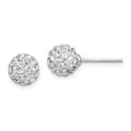 Sterling Silver Rhodium-plated Post 8mm White Czech Crystal Earrings, 8 x 8 mm