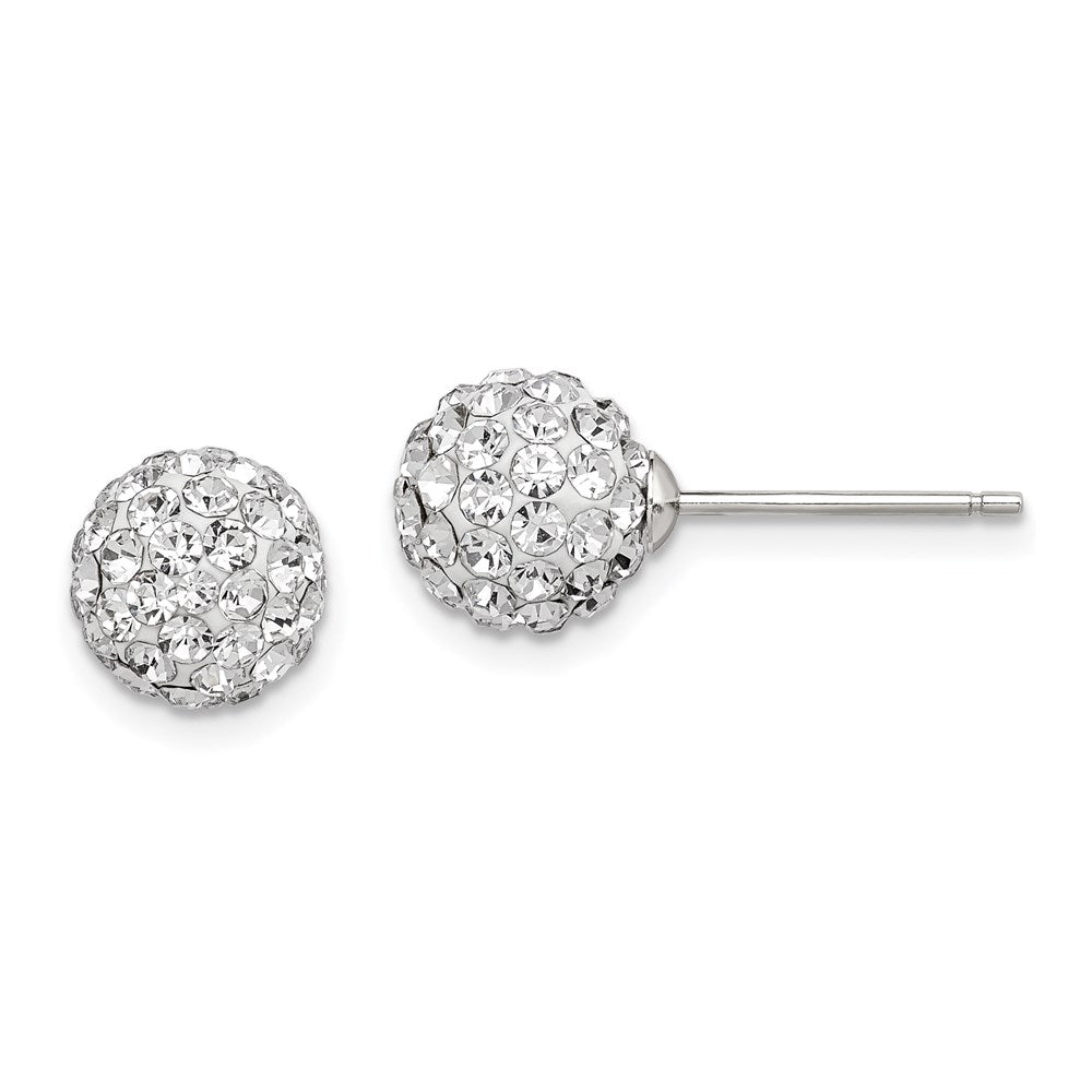 Sterling Silver Rhodium-plated Post 8mm White Czech Crystal Earrings, 8 x 8 mm