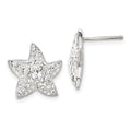 Sterling Silver & Clear Preciosa Crystal Star Post Earrings, 15 x 14 mm
