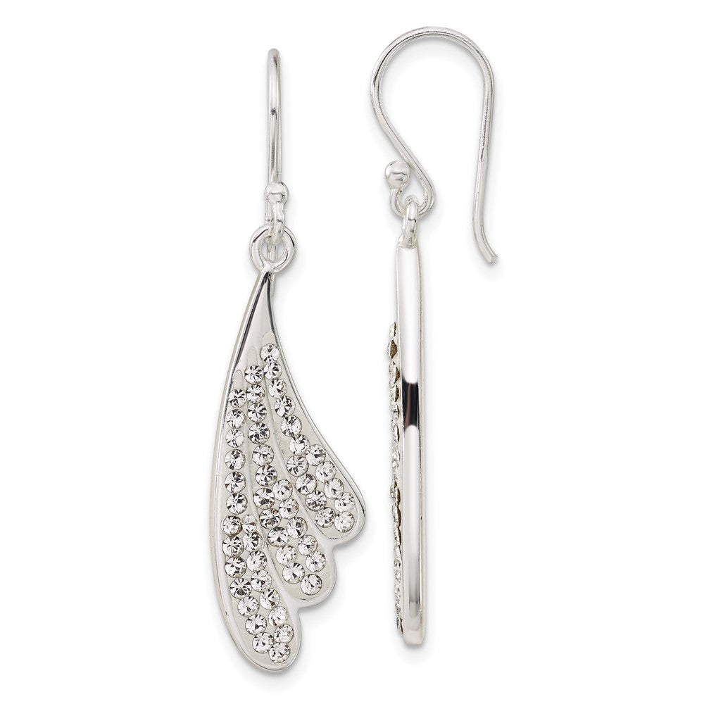 Sterling Silver Stellux Crystal Wing Dangle Earrings, 45 x 12 mm