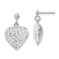 Sterling Silver Rhodium-plated CZ Heart Post Dangle Earrings, 20 x 15 mm