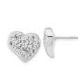 Sterling Silver Stellux Crystal Heart Post Earrings, 14 x 15 mm