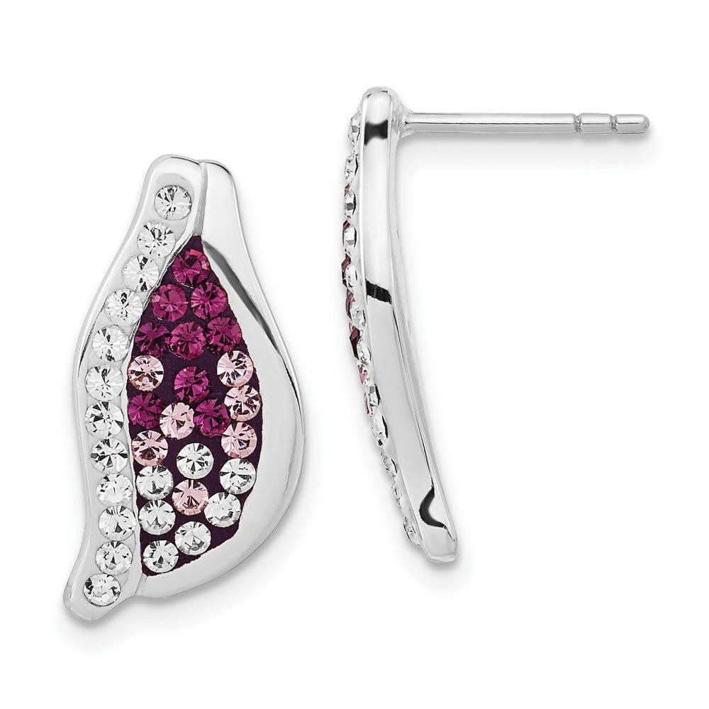 Sterling Silver Purple, Pink & White Stellux Crystal Post Dangle Earrings, 20 x 10 mm