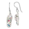 Sterling Silver Stellux Crystal Multi-Color/White Flip Flop Earrings, 34 x 8 mm